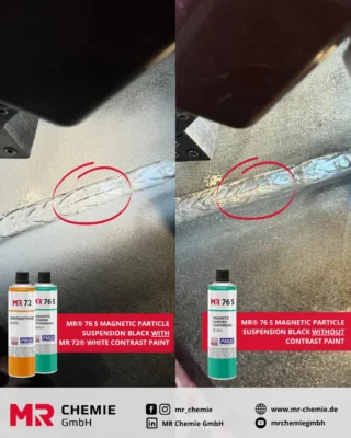 🧲 Magnetic Particle Inspection: When do we need a contrast paint?

The visibility of the cracks plays a decisive role in Magnetic Particle Inspecion (MPI). This is where the contrast paint comes into play - but it is not always necessary.

When is a contrast paint required?
- During Magnetic Particle Inspection under daylight. The white contrast paint (e.g. MR® 72) creates a strong contrast to the magnetic powder and makes it easier to see even the finest indications. It is therefore used when there would not be sufficient contrast without it.

When is it not necessary?
- When using fluorescent magnetic powder under UV light. In this case, the fluorescent powder itself provides the necessary visibility.
- For magnetic particle testing under daylight, if there is sufficient contrast to the test piece even without contrast paint.

Find out more at: www.mr-chemie.de
__________

🧲 Magnetpulverprüfung: Wann ist eine Untergrundfarbe notwendig?

Bei der Magnetpulverprüfung (MT) spielt die Sichtbarkeit der Anzeigen eine entscheidende Rolle. Hier kommt die Untergrundfarbe (auch: Kontrastfarbe) ins Spiel – aber nicht immer ist sie erforderlich.

Wann wird eine Untergrundfarbe benötigt?
- Bei der Magnetpulverprüfung unter unter Tageslicht. Die weiße Untergrundfarbe (z. B. MR® 72) schafft einen starken Kontrast zum Magnetpulver und erleichtert das Erkennen selbst feinster Anzeigen. Somit kommt sie dann in Gebrauch, wenn kein ausreichender Kontrast ohne sie gegeben wäre. 

Wann ist sie nicht notwendig?
- Bei der Verwendung von fluoreszierendem Magnetpulver unter UV-Licht. Hier sorgt das fluoreszierende Pulver selbst für die notwendige Sichtbarkeit.
- Bei der Magnetpulverprüfung unter Tageslicht, wenn auch ohne Kontrastfarbe ausreichend Kontrast zum Prüfstück gegeben ist.

Erfahre mehr unter: www.mr-chemie.de

#mrchemie #mpi #magneticpowder #whitecontrastpaint #uv #maketheinvisiblevisible