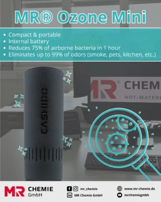 Clean air at the workplace

The MR® Ozone Mini 1 improves air quality in small offices, meeting rooms or home offices. Compact, quiet, and cordless – ideal for spaces up to 10 m².

Key benefits:
• Eliminates up to 99% of unpleasant odors (e.g. smoke, food, pets)
• Reduces up to 75% of airborne bacteria – within just one hour
• Two operating modes: Standard and Power with fan support
• Cordless use thanks to built-in battery
• Compact design – easy to place and flexible in use

For anyone who values clean, fresh air at work.
__________

Saubere Luft am Arbeitsplatz

Der MR® Ozone Mini 1 verbessert die Luftqualität in kleinen Büros, Besprechungsräumen oder im Homeoffice. Kompakt, leise und mobil einsetzbar – ideal für Räume bis 10 m².

Die Vorteile im Überblick:
• Entfernt bis zu 99 % unangenehme Gerüche (z. B. Rauch, Essen, Haustiere)
• Reduziert bis zu 75 % luftgetragene Bakterien – in nur einer Stunde
• Zwei Betriebsmodi: Standard und Power mit Ventilator
• Kabellose Nutzung dank integriertem Akku
• Kompakte Bauweise – flexibel platzierbar

Für alle, die Wert auf saubere Luft im Arbeitsumfeld legen.

#mrchemie #smartandclean #cleanair #ozonemini