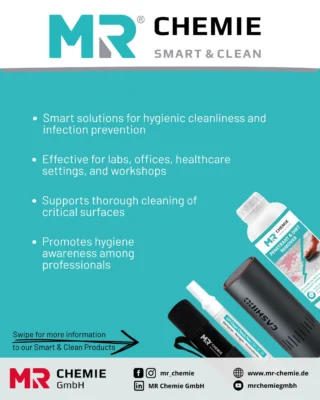 Have you discovered our full Smart & Clean product range?
Three smart solutions – one goal: making cleanliness measurable.
Cleaning Control
With the SC 30 Clean Check Pen and the SC 31 UV Lamp, cleaning quality becomes visible – perfect for training and quality checks.
Penetrant & Dirt Remover
Effectively removes industrial dirt and penetrant residues – works on many sealed surfaces.
Ozone Mini1
Compact ozone-based air purifier – eliminates odors and reduces airborne bacteria in small rooms.
From surfaces to air – Smart & Clean helps you maintain hygiene with confidence.
👉 Which product are you already using – or can’t wait to try?
➡️ Learn more: https://www.mr-chemie.de/en/mr-smart-clean/
__________
Kennt ihr schon unsere komplette Smart & Clean Produktlinie?
Drei smarte Lösungen – ein Ziel: Sauberkeit messbar machen.
Cleaning Control
Mit dem SC 30 Clean Check Pen und der SC 31 UV-Leuchte wird Reinigungsqualität sichtbar – ideal für Schulung und Kontrolle.
Penetrant & Dirt Remover
Entfernt zuverlässig Industrieverschmutzungen und Penetrantrückstände – wirksam auf vielen Oberflächen.
Ozone Mini1
Mobiler Ozonreiniger für kleine Räume – beseitigt Gerüche und reduziert Bakterien schnell und leise.
Ob Fläche oder Raum – mit Smart & Clean setzen Sie auf hygienische Standards mit System.
👉 Welches Produkt nutzt ihr bereits – oder wollt ihr unbedingt ausprobieren?
➡️ Mehr Infos: https://www.mr-chemie.de/mr-smart-clean/
#mrchemie #smartandclean #hygiene #cleaningcontrol #ozonemini1