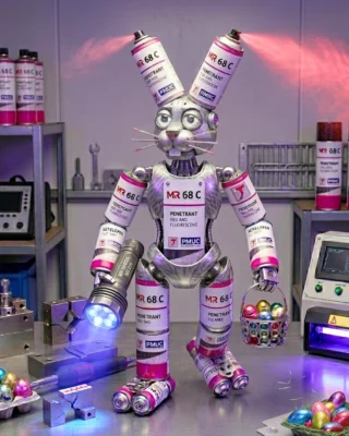 Easter 2.0: With all the work we’ve had to do around Easter, we sent the Easter Bunny to the workshop for a quick upgrade! 🤖🐰
 
I wonder if he misused our MR 68 C Penetrant to get those eggs that bright red? We can neither confirm nor deny it... but the visual impact is definitely there! 🔴✨
 
We wish you all a flawless egg hunt and a relaxing holiday! 🐣
__________
 
Ostern 2.0: Bei dem Arbeitspensum rund um das Osterfest haben wir den Osterhasen mal kurz in die Werkstatt geschickt und ein Upgrade verpasst! 🤖🐰
 
Ob er für die knallrote Farbe der Eier wohl unser MR 68 C Penetrant zweckentfremdet hat? Wir können es weder bestätigen noch dementieren... aber die Signalwirkung stimmt auf jeden Fall! 🔴✨
 
Wir wünschen euch allen eine fehlerfreie Eiersuche und entspannte Feiertage! 🐣