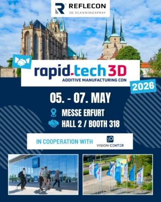 Erfurt calls, technology answers.

We’re ready for rapid.tech3D 2026! Come and visit us in Erfurt from 5 to 7 May. 

This year, we’re exhibiting in close collaboration with Vision Center GmbH.

What can you expect? High-end 3D scanning spray and our Build Plate Cleaner combined with a wealth of expertise. 

You’ll find us in Hall 2 at Stand 318.

No small talk – just solutions for your scanning and AM processes. And you can buy our products right here at the stand and try them out at home straight away! We look forward to chatting with you – do pop by!
__________

Erfurt ruft, die Technik antwortet.

Wir sind bereit für die rapid.tech3D 2026! Besucht uns vom 05. bis 07. Mai in Erfurt. 

Dieses Jahr stellen wir in starker Kooperation mit der Vision Center GmbH aus.

Was erwartet euch? High-End 3D-Scanningspray sowie unser Build Plate Cleaner treffen auf geballte Expertise. 

Zu finden sind wir in Halle 2 an Stand 318.

Kein Smalltalk, sondern Lösungen für eure Scan- & AM-Prozesse. Und wir bieten die Möglichkeit, unsere Produkte direkt am Stand käuflich zu erwerben und sofort zu Hause auszuprobieren! Wir freuen uns auf den Austausch - kommt vorbei!