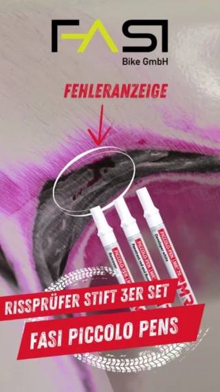 Ein kleiner Riss kann große Folgen haben. 🚲⚠️

Ob E-Bike, Mountainbike oder Rennrad: Fahrradrahmen sind bei jeder Fahrt hohen Belastungen ausgesetzt. Feine Materialrisse entstehen oft unbemerkt – können sich jedoch mit der Zeit vergrößern und im schlimmsten Fall zu einem Rahmenbruch führen.

Gerade stark beanspruchte Bereiche wie Schweißnähte, Übergänge oder belastete Rahmenzonen sollten deshalb regelmäßig kontrolliert werden.

Mit den Piccolo Pens zur Farbeindringprüfung lassen sich selbst feine Oberflächenrisse schnell und zuverlässig sichtbar machen – einfach, mobil und ohne aufwendige Ausrüstung.

✔ Für E-Bikes, MTB und Rennräder
✔ Schnelle Sichtprüfung potenzieller Schwachstellen
✔ Materialfehler erkennen, bevor sie zum Risiko werden

Unser Partner @fasi.bike hat die Piccolo Pens jetzt im Sortiment.

Mehr Informationen gibt es hier:
www.fasi-bike.de/FASI-Picolo-Pens-Risspruefer-Stift-3er-Set.htm?a=article&ProdNr=102230124

#fahrrad #ebike #mountainbike #rennrad #bikesafety #fahrradtechnik #rissprüfung #wartung #bikecheck #cycling