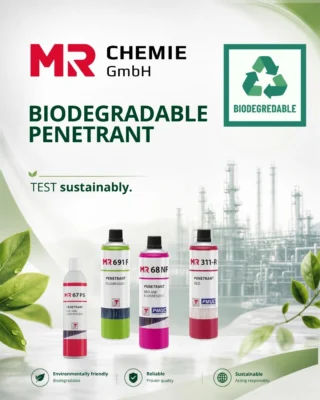 🌱 Biodegradable penetrants – reliable testing, more sustainable processes
 
When it comes to penetrant testing, one thing matters above all else: reliable results. At the same time, it is worth keeping an eye on the processes surrounding the test.
 
Our biodegradable penetrants combine proven testing performance with an improved environmental profile. Another advantage is that they can help reduce the effort and costs involved in treating and disposing of wash water.
 
Further information and details can be found on our website.

_____
 
🌱 Biologisch abbaubare Penetrante – zuverlässig in der Prüfung, nachhaltiger im Prozess
 
Bei der Eindringprüfung zählt vor allem eines: zuverlässige Ergebnisse. Gleichzeitig lohnt es sich, auch die Prozesse rund um die Prüfung im Blick zu behalten.
 
Unsere biologisch abbaubaren Penetrante verbinden bewährte Prüfleistung mit einem verbesserten Umweltprofil. Ein weiterer Vorteil: Sie können dabei helfen, den Aufwand und die Kosten bei der Behandlung und Entsorgung von Waschwässern zu reduzieren.
 
Weitere Informationen und Details finden Sie auf unserer Website.
 
#MRChemie #NDT #ZfP #PenetrantTesting #NonDestructiveTesting #Sustainability #Nachhaltigkeit #QualityControl