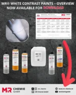 Our new overview of MR® White Contrast Paints is now online!
 
MR® Contrast Paints create a highly reflective, white contrasting background for magnetic particle testing. The result: maximum detection sensitivity, ensuring that even the finest surface cracks are immediately visible.
 
The new overview compares MR® 725, MR® 727, MR® 721, MR® 72, MR® 72 LS and MR® 72 TF, helping you to find the right primer for your specific application.
 
You can find the full overview in our downloads section under „Testing Methods and Brochures”.
 
_______
 
Unsere neue Übersicht der MR® Untergrundfarben ist jetzt online! 
 
MR® Untergrundfarben erzeugen einen hochreflektierenden, weißen Kontrastgrund bei der Magnetpulverprüfung. Das Ergebnis: Höchste Anzeigeempfindlichkeit, damit selbst feinste Oberflächenrisse sofort ins Auge stechen.
 
Die neue Übersicht vergleicht MR® 725, MR® 727, MR® 721, MR® 72, MR® 72 LS und MR® 72 TF und hilft dabei, die passende Untergrundfarbe für die jeweilige Anwendung zu finden. 
 
Die vollständige Übersicht finden Sie in unserem Downloadbereich unter „Prüfverfahren und Prospekte“.